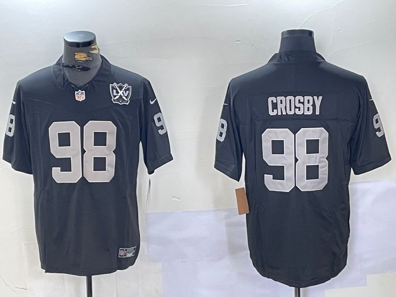 Men Oakland Raiders 98 Crosby Black Three generations 2024 Nike Vapor Limited NFL Jersey style 2